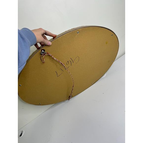 Vintage Gold Gilt Oval Mirror Vintage Hard Plastic Gold Frame Large Framed Oval - Picture 6 of 7